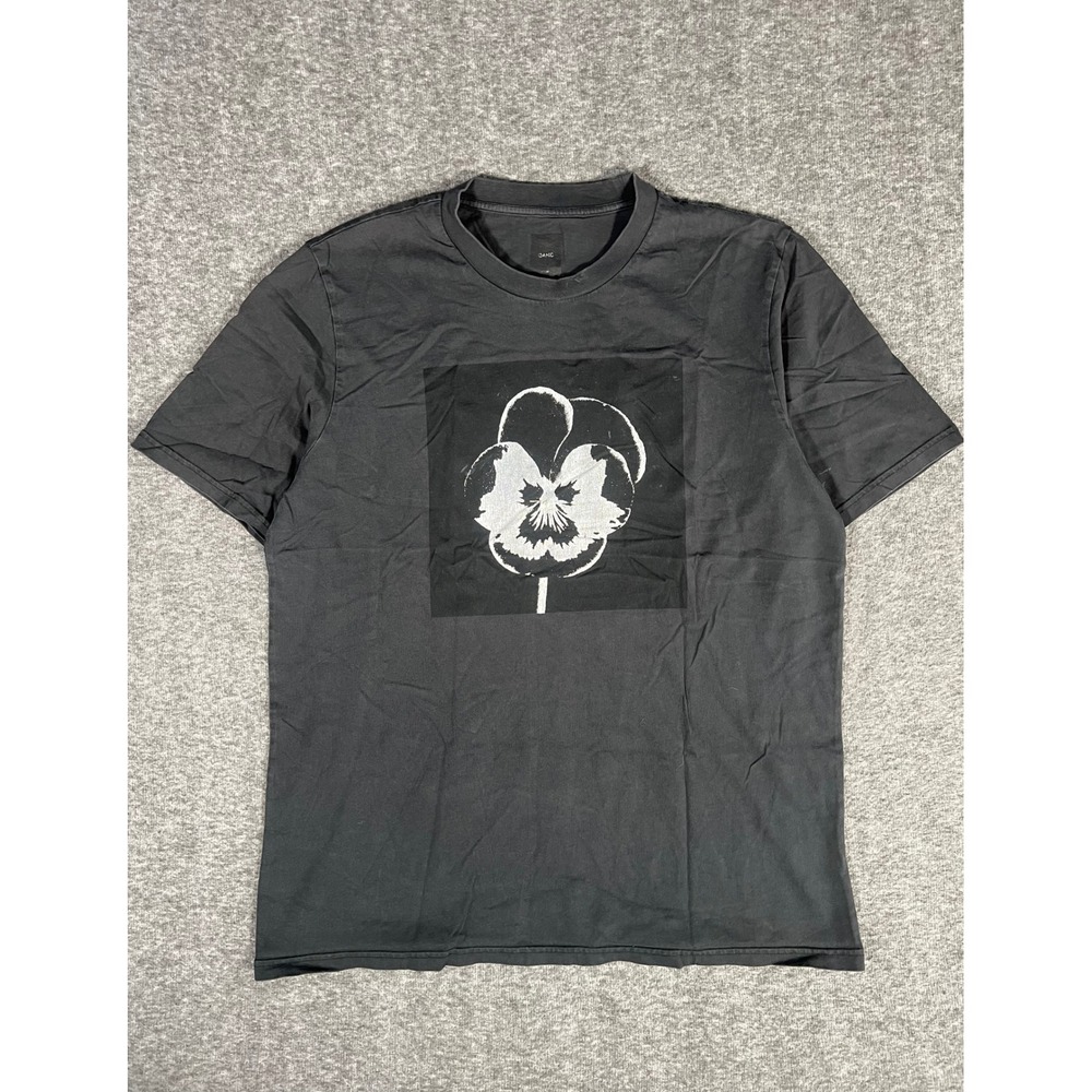 OAMC Pansy Graphic T-Shirt Mens Medium Faded Black Short Sleeve Floral Tee